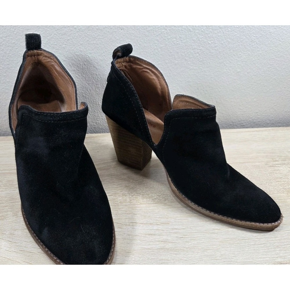 Jeffrey‎ Campbell Rosalee Black Suede Cutout Ankle Booties 9.5 Block Heel